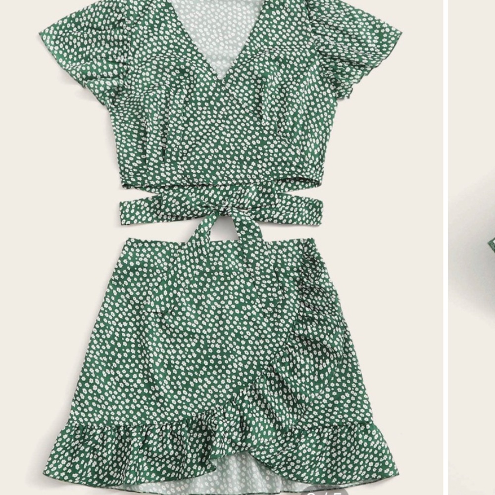 Floral crop top and matching skirt